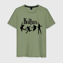 Футболка хлопковая мужская The Beatles, цвет: авокадо
