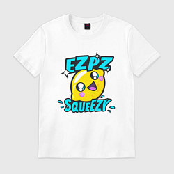 Футболка хлопковая мужская Easy Peasy Lemon Squeezy, цвет: белый