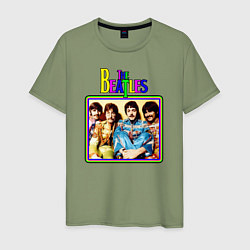 Футболка хлопковая мужская The Beatles, цвет: авокадо