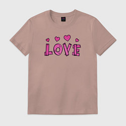 Футболка хлопковая мужская Love, цвет: пыльно-розовый