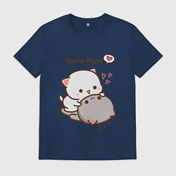 Футболка хлопковая мужская Влюблённые котята, цвет: тёмно-синий