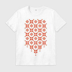 Футболка хлопковая мужская Белорусская вышиванка, цвет: белый
