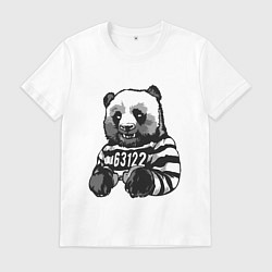 Футболка хлопковая мужская Задержанный панда, цвет: белый