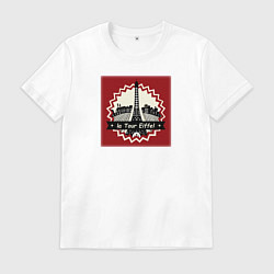 Футболка хлопковая мужская Париж стиль ретро, цвет: белый