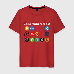 Футболка хлопковая мужская Gotta HODL em all БИТКОИН, цвет: красный