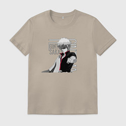 Футболка хлопковая мужская Гинтама, цвет: миндальный