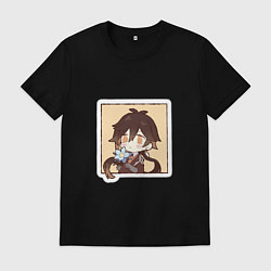 Футболка хлопковая мужская Чжун Ли, цвет: черный