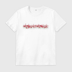 Футболка хлопковая мужская Красные цветы, цвет: белый