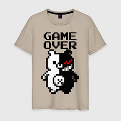 Футболка хлопковая мужская MONOKUMA GAME OVER, цвет: миндальный