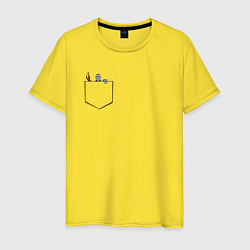 Футболка хлопковая мужская Дарк соулс карман, цвет: желтый