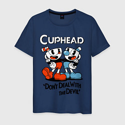 Футболка хлопковая мужская Cuphead, Dont deal with devil, цвет: тёмно-синий