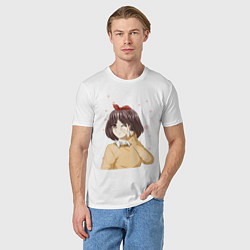 Футболка хлопковая мужская Милая аниме девочка в свитере, цвет: белый — фото 2