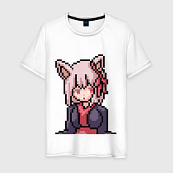 Футболка хлопковая мужская Pixel art anime, цвет: белый