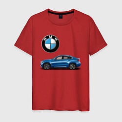 Футболка хлопковая мужская BMW X6, цвет: красный