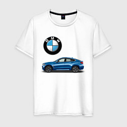 Футболка хлопковая мужская BMW X6, цвет: белый