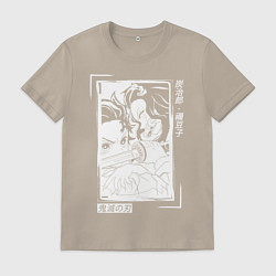 Футболка хлопковая мужская Kamado Tanjiro Nezuko Kamado, цвет: миндальный