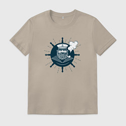 Футболка хлопковая мужская Моряк, цвет: миндальный