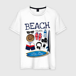 Футболка хлопковая мужская Beach, цвет: белый