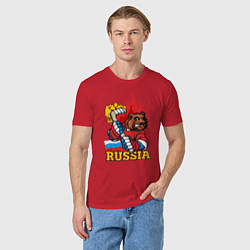 Футболка хлопковая мужская Хоккей Россия, цвет: красный — фото 2