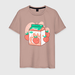Футболка хлопковая мужская Коробка персикового молока, цвет: пыльно-розовый