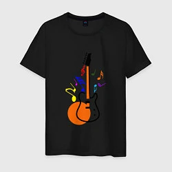 Футболка хлопковая мужская Цветная гитара, цвет: черный