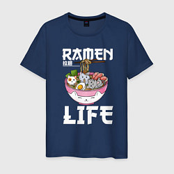 Футболка хлопковая мужская Ramen life, цвет: тёмно-синий