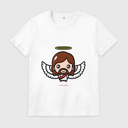 Футболка хлопковая мужская Иисус с крыльями, цвет: белый