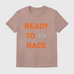 Футболка хлопковая мужская KTM READY TO RACE спина Z, цвет: пыльно-розовый