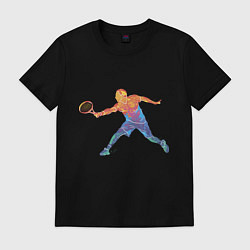 Футболка хлопковая мужская Tennis player - man, цвет: черный
