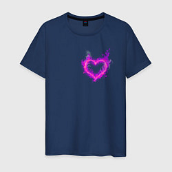 Футболка хлопковая мужская Розовое Огненное Сердце, цвет: тёмно-синий