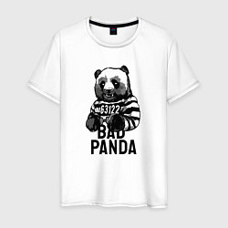 Футболка хлопковая мужская Плохая панда, цвет: белый
