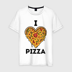 Футболка хлопковая мужская I LOVE PIZZA Я ЛЮБЛЮ ПИЦЦУ Z, цвет: белый