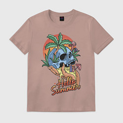 Футболка хлопковая мужская Summer skull, цвет: пыльно-розовый