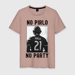 Футболка хлопковая мужская No Pirlo no party, цвет: пыльно-розовый