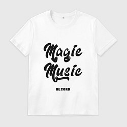 Футболка хлопковая мужская Magic Music Record Black on White, цвет: белый