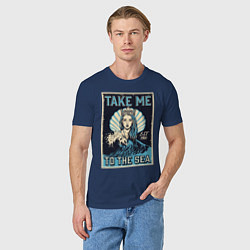 Футболка хлопковая мужская Mermaid Take me to the sea Z, цвет: тёмно-синий — фото 2