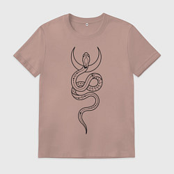 Футболка хлопковая мужская Лунная змея, цвет: пыльно-розовый