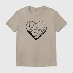 Футболка хлопковая мужская Любовь в сердце, цвет: миндальный