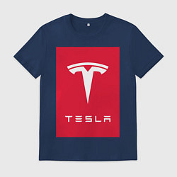 Футболка хлопковая мужская TESLA MOTORS ТЕСЛА, цвет: тёмно-синий