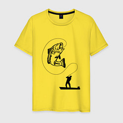 Футболка хлопковая мужская Рыбак и рыба, цвет: желтый