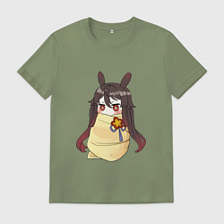 Футболка хлопковая мужская Маленькая Ху Тао, цвет: авокадо