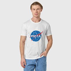 Футболка хлопковая мужская NASA Pizza, цвет: белый — фото 2