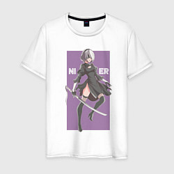 Футболка хлопковая мужская Ниер Nier, цвет: белый