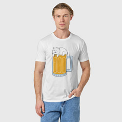 Футболка хлопковая мужская Beer Cat, цвет: белый — фото 2