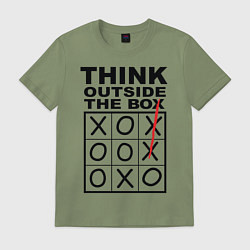 Футболка хлопковая мужская THINK OUTSIDE THE BOX, цвет: авокадо