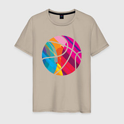 Футболка хлопковая мужская Rainbow Ball, цвет: миндальный