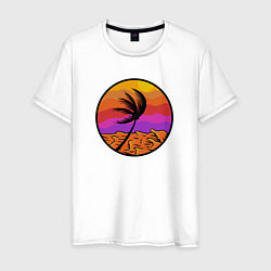 Футболка хлопковая мужская Пальма и море, цвет: белый