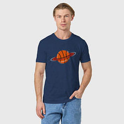 Футболка хлопковая мужская Basketball Planet, цвет: тёмно-синий — фото 2
