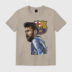 Футболка хлопковая мужская Lionel Messi Barcelona Argentina Striker, цвет: миндальный