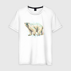 Футболка хлопковая мужская Белый медведь, цвет: белый